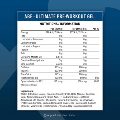 Applied Nutrition - Gel pré-entraînement ultime ABE - 20x60 ML