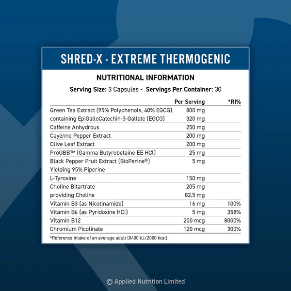 Applied Nutrition - Shred-X - Thermogene Kapseln - 90 Kapseln
