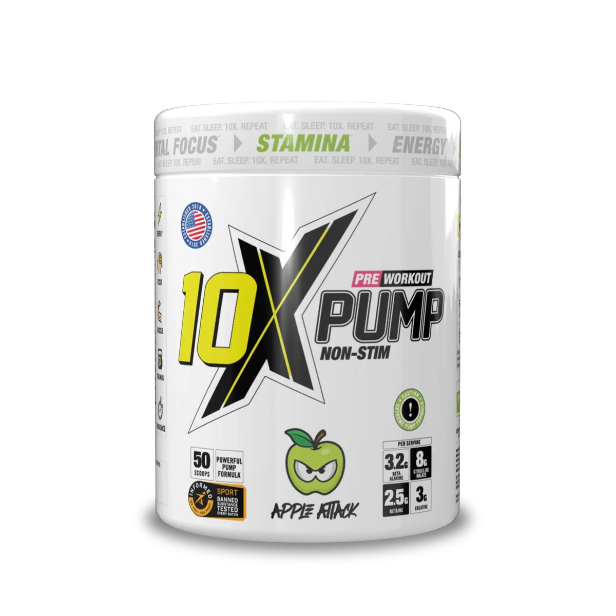 10X - Pump Stim Free Pre Workout - 600G