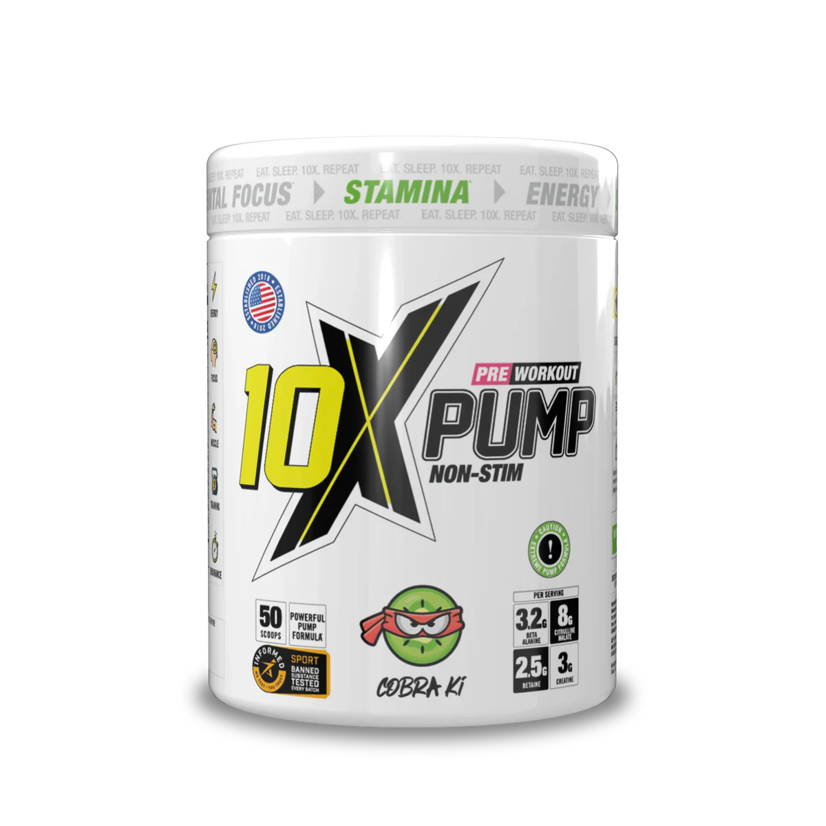 10X - Pump Stim Free Pre Workout - 600G