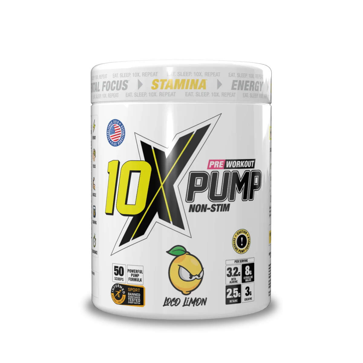 10X - Pump Stim Free Pre Workout - 600G