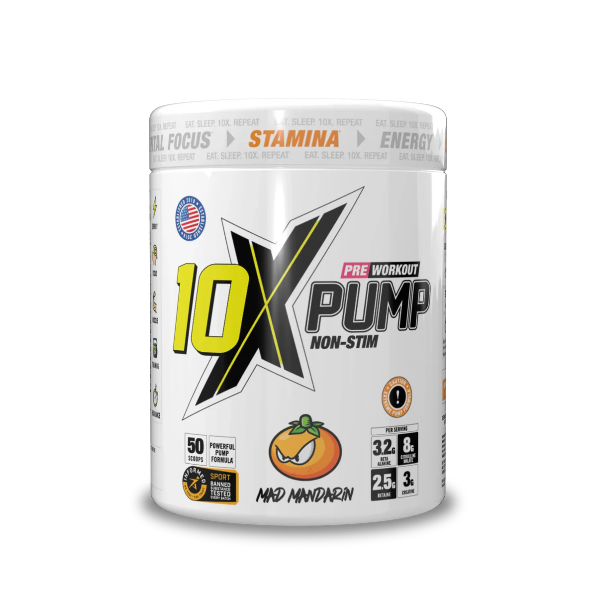 10X - Pump Stim Free Pre Workout - 600G