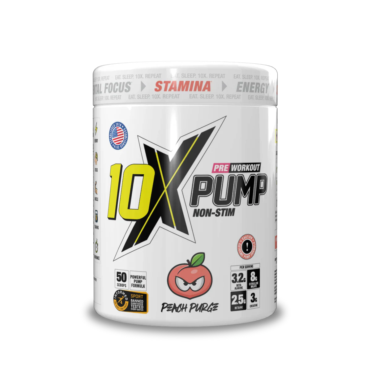 10X - Pump Stim Free Pre Workout - 600G