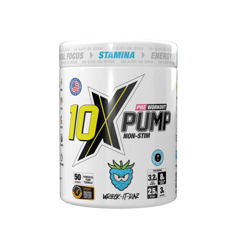 10X - Pump Stim Free Pre Workout - 600G