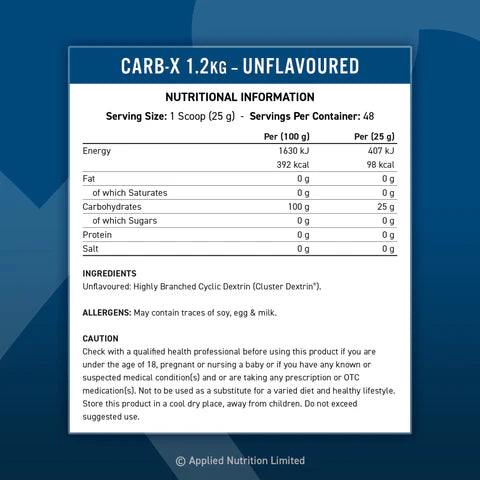 Applied Nutrition - Carb-X - 100% Cyclic Dextrin Carbs - 1200g