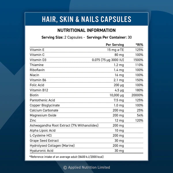 Applied Nutrition - Hair, Skin & Nails - 60 caps