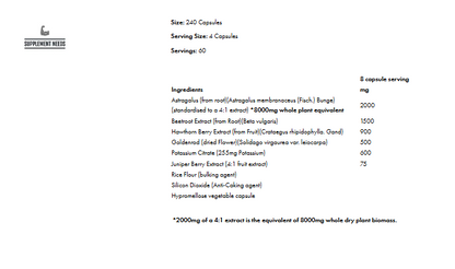 Supplement Needs Kidney Blood pressure - 240 caps