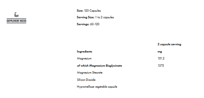Supplement Needs Magnesium Bisglycinate - 120 caps
