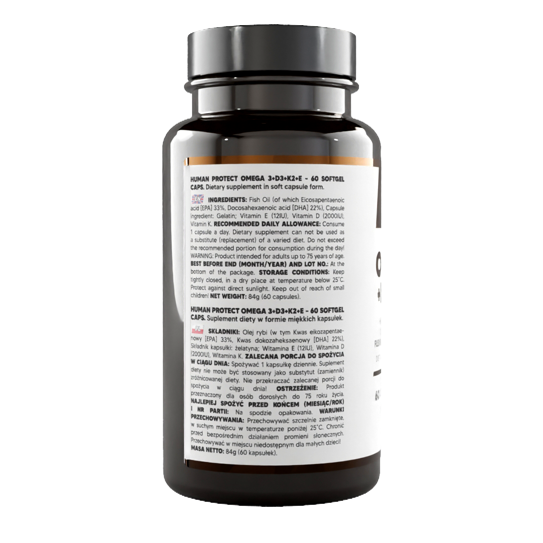 Human Protect - Omega 3 + vit D3 + K2 + E - 60 caps